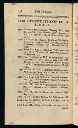 XVIII. Dissertationes Theologicae.