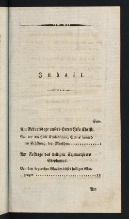 VII-X, Inhaltsverzeichnis