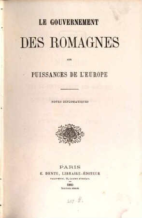 Le Gouvernement des Romagnes aux puissances de l'Europe