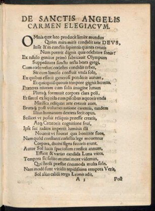 De Sanctis Angelis Carmen Elegiacum.