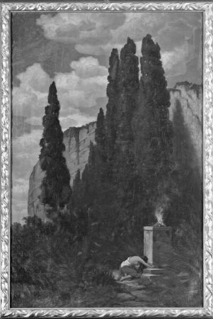 Antiker Altar im Zypressenhain