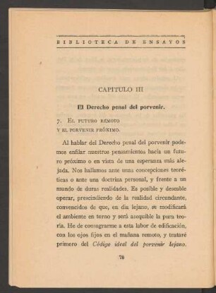 Capítulo III - El derecho penal del porvenir.