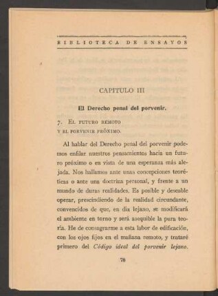 Capítulo III - El derecho penal del porvenir.