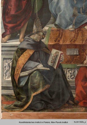 Thronende Madonna umgeben von den Heiligen Johannes der Täufer, Franziskus, Antonius, Petrus, Bonaventura und Hieronymus
