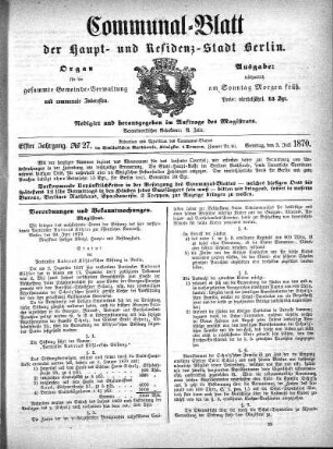 1870,27: No. 27, 3. Juli 1870