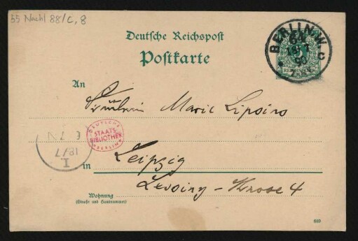 Postkarte an La Mara : 18.07.1890