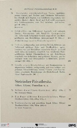 Steirischer Privatbesitz: Silber, Gläser, Porzellan u.a. (Nr. 74-247)