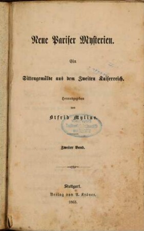 Neue Pariser Mysterien : ein Sittengemälde aus dem Zweiten Kaiserreich, 2