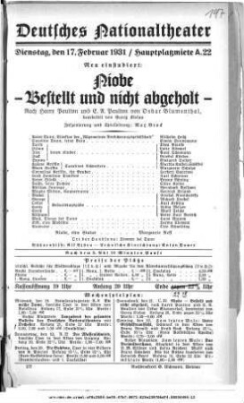 Niobe - Bestellt und nicht abgeholt