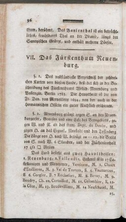 VII. Das Fürstenthum Neuenburg.