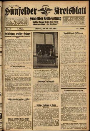Erste Ausgabe vom Montag, den 26. Juli 1937.