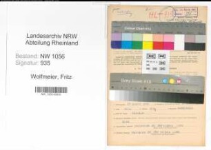 Entnazifizierung Fritz Wolfmeier , geb. 29.08.1892 (Schneider)