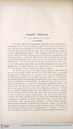 5: Lionardo's Malerbuch : einige Bemerkungen