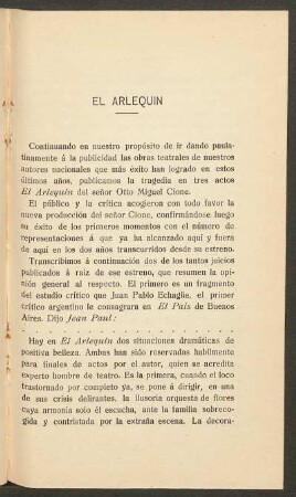 El arlequín - [Reseña]