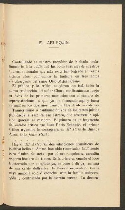 El arlequín - [Reseña]