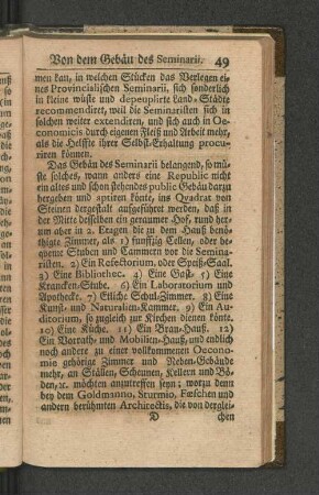 Von dem Gebäu des Seminarii. [u.a.]