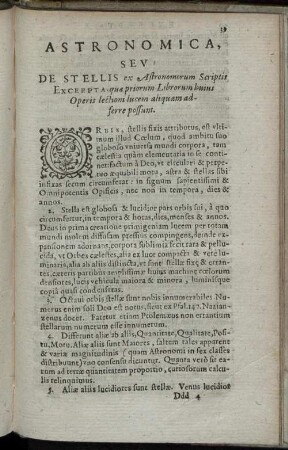 Astronomica, Seu De Stellis es Astronomorum Scriptis Excerpta [...]