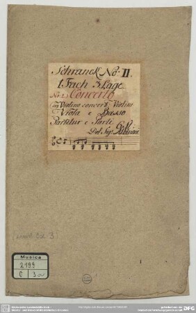 Concertos - Mus.2199-O-3a : vl, strings, bc - G; GiaA 115; TalAl Co4; RosA II.F.2.2.1