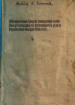 Sermones de tempore et de sanctis : [1-3]. T. 2 mit Brief an Johann Nicolai von B. Hasselt. [1], Sermones de tempore. Pars hiemalis