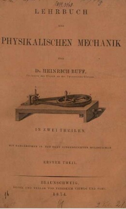 Theil 1: Lehrbuch der physikalischen Mechanik. Erster Theil