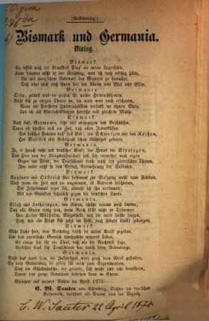 Bismark und Germania : Dialog