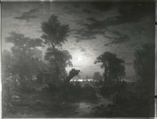 Mondscheinlandschaft : Mondscheinlandschaft, Öl auf Leinwand (Louis Douzette, 1866)