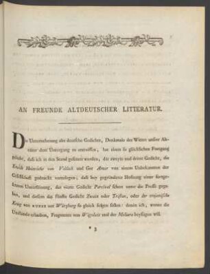 An Freunde Altdeutscher Litteratur.