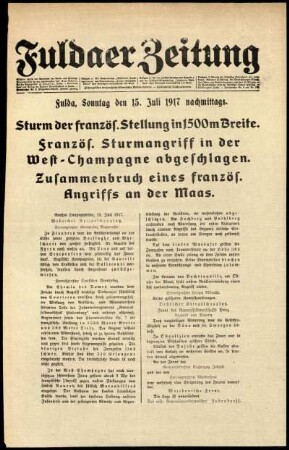 Ausgabe vom Sonntag, den 15. Juli 1917.