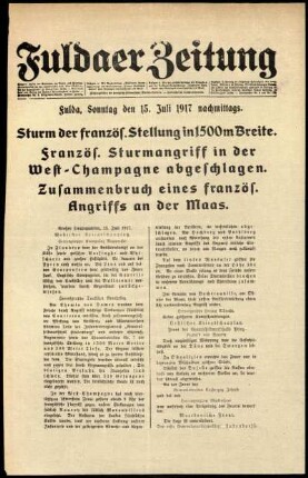 Ausgabe vom Sonntag, den 15. Juli 1917.
