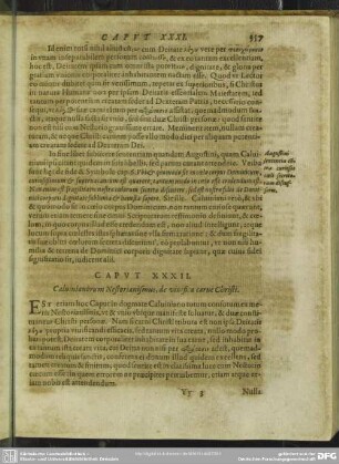 Caput XXXII. Calvinianorum Nestorianismus, de vinifica carne Christi