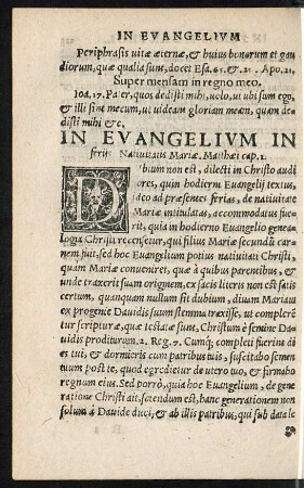 In Evangelium In feriis Nativitatis Mariae. Matthaei cap. 2.