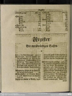 Register Der merckwürdigen Sachen