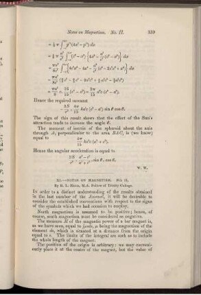 XI. Notes on magnetism. No. II.