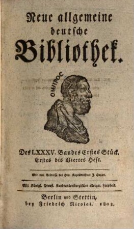 Neue allgemeine deutsche Bibliothek. 85. 1803