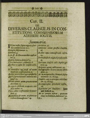 Cap. II. De Diversis Clausulis In Constitutione Commissariorum Adhiberi Solitis