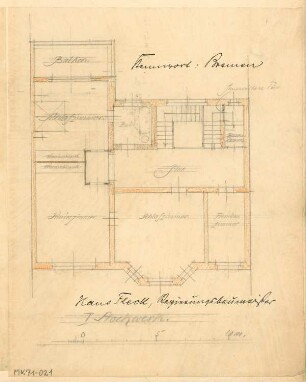 Einfamilienhaus Monatskonkurrenz Dezember 1905: Grundriss Obergeschoss; Maßstabsleiste
