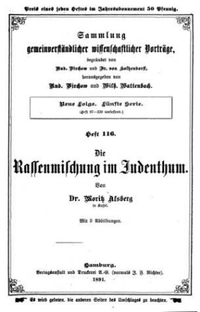 Rassenmischung im Judenthum / Moritz Alsberg