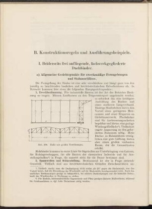 I. Beiderseits frei aufliegende, fachwerkgegeliederte Dachbinder.