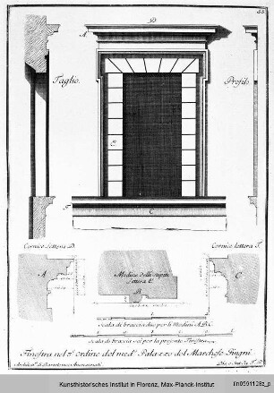 Fensterentwurf für die Fassade des Palazzo Giugni in Florenz