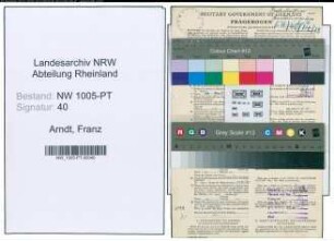 Entnazifizierung Franz Arndt , geb. 03.12.1904 (Postschaffner)