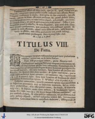Titulus VIII. De Fama.