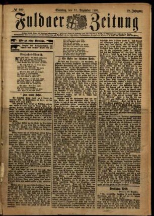 Erste Ausgabe vom Sonntag, den 31. Dezember 1893.