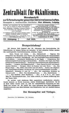 1. Heft (Jul. 1926)