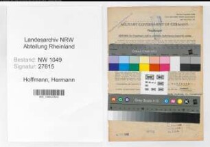 Entnazifizierung Hermann Hoffmann , geb. 29.06.1890 (Oberschaffner)