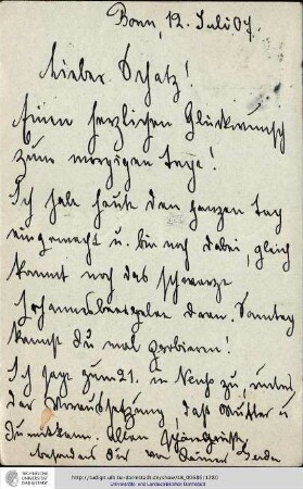Postkarte vom 12.07.1907
