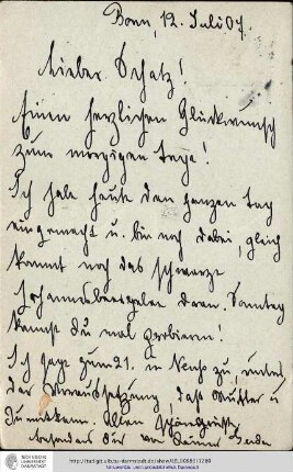 Postkarte vom 12.07.1907