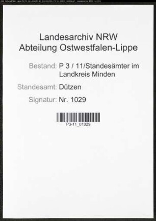 Heiratsregister Standesamt Dützen