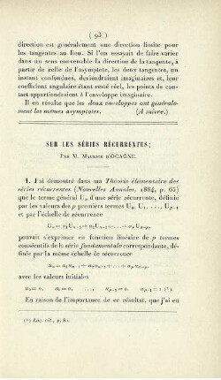 Sur les séries récurrentes.
