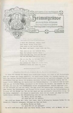 30.1918: Heimatgrüsse an die im Felde stehenden Patres, Fratres u. Brüder der Thüringischen Franziskanerprovinz