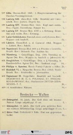 Bestecke-Waffen (Nr. 610-621)